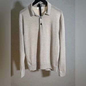 Banana Republic Beige Merino Wool Polo Men's Sweater